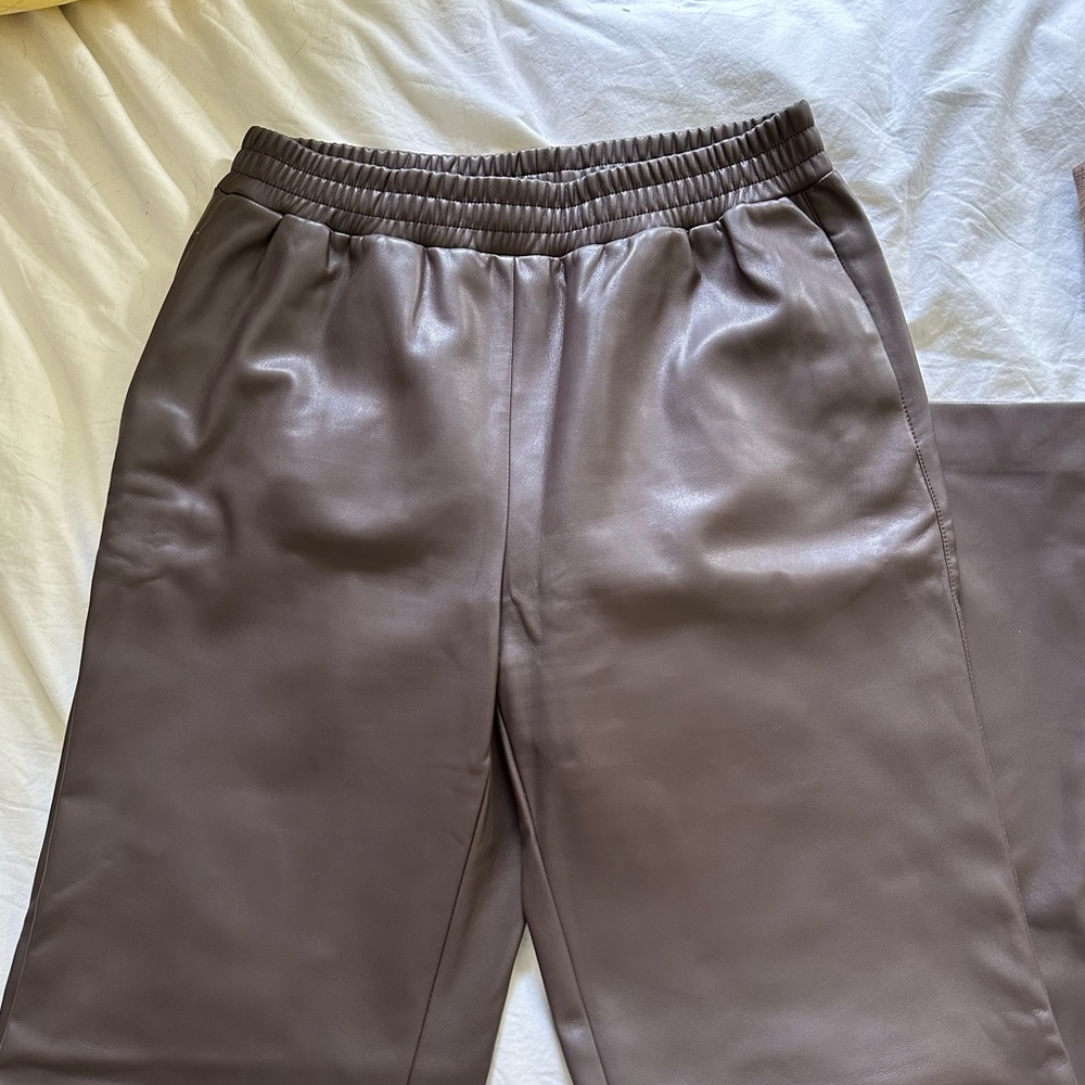 Apparis Vegan Leather Wide Trousers